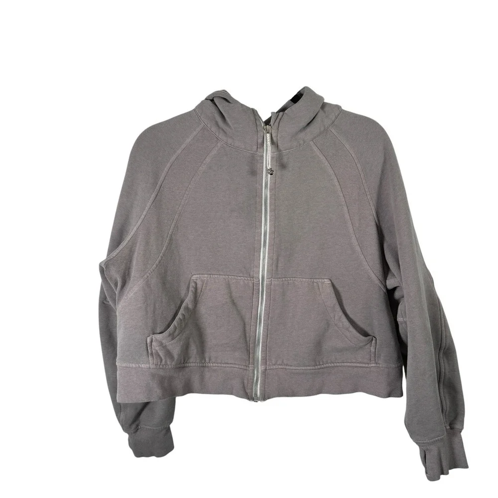 Lululemon Scuba Oversized Full Zip Hoodie Grey Yoga Gym Travel Womens M/L
